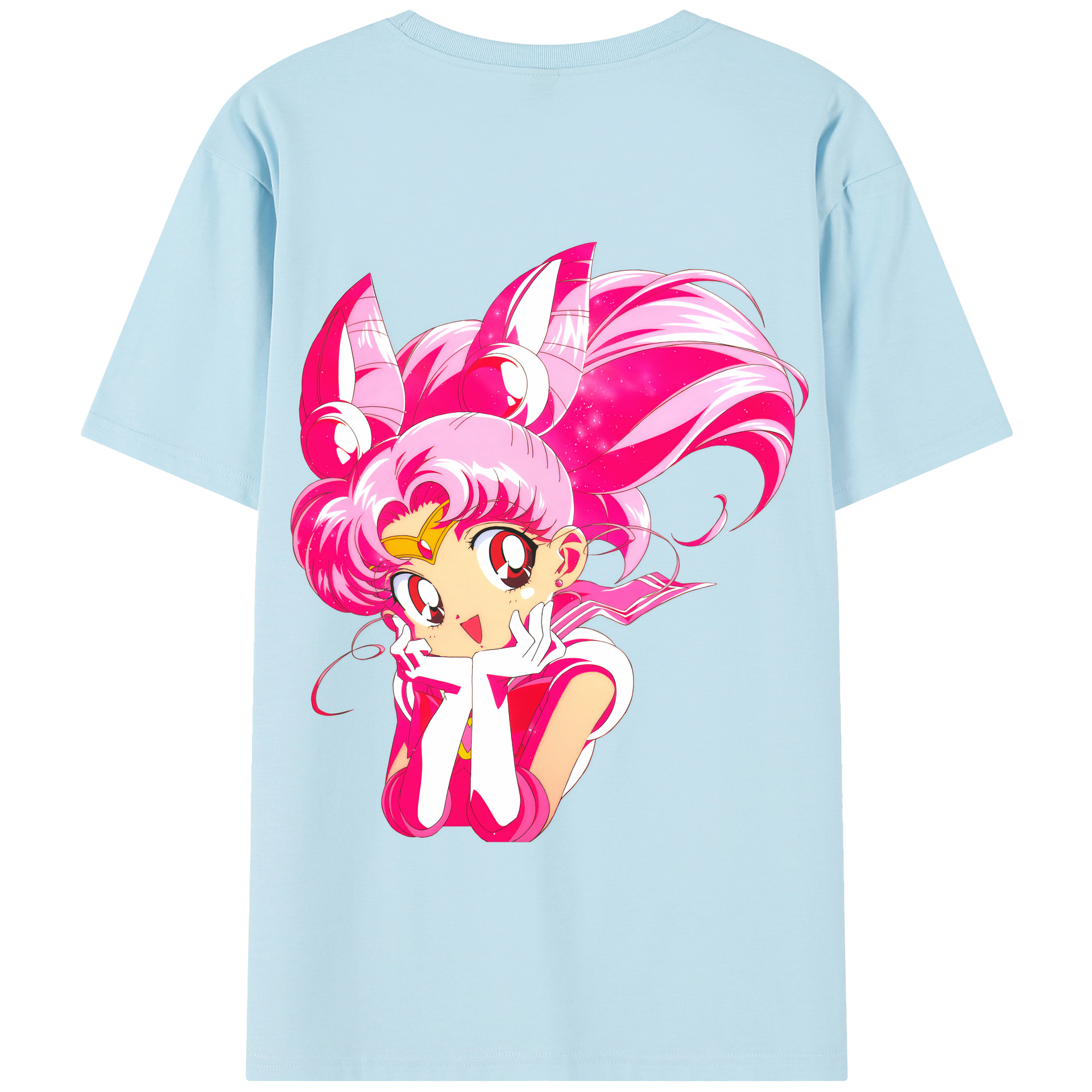 （画像用） 美少女戦士セーラームーン ちびうさ Sailor Moon Chibiusa Tsukino Usagi Small Lady Serenity 綿100％半袖Tシャツ（背面プリント）